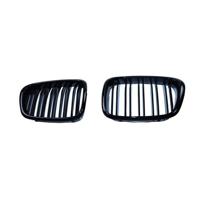 Auto Parts Gloss Black Dual Slat Front Bumper Mesh Guard Cover Grille Car Front Grille Fit for BMW Series 5 E39 2002-2004