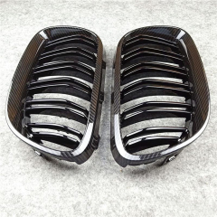 Carbon Look Dual Slat Front Bumper Mesh Radiator Guards Shutter Grille Car Front Grille Fit for BMW Series 3 E92 2006-2009