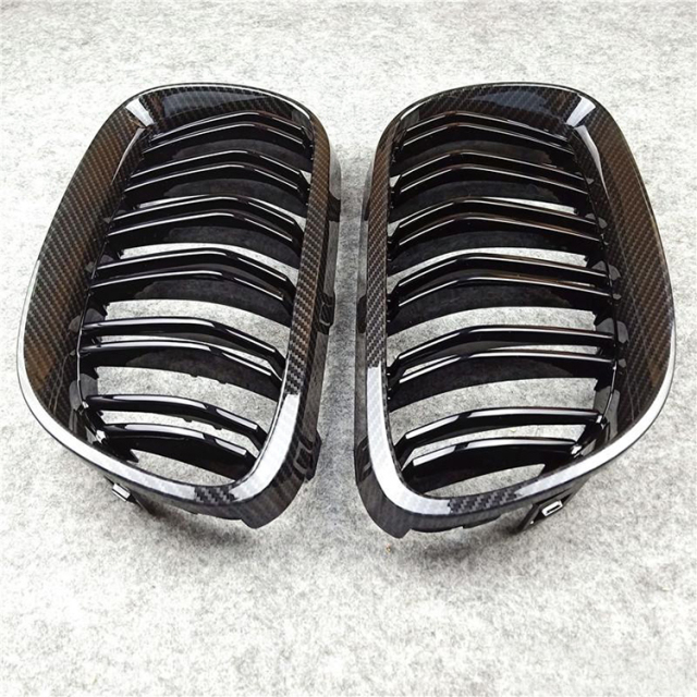 Carbon Look Dual Slat Front Bumper Mesh Radiator Guards Shutter Grille Car Front Grille Fit for BMW Series 3 E92 2006-2009
