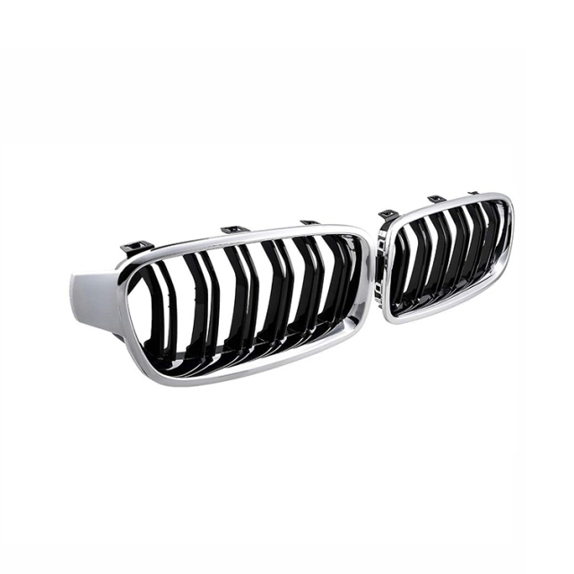 China Car Accessories Double Slat Line Chrome Gloss Black Car Front Bumper Grill Grille for BMW 3 Series F30/F35 2012-IN 2022