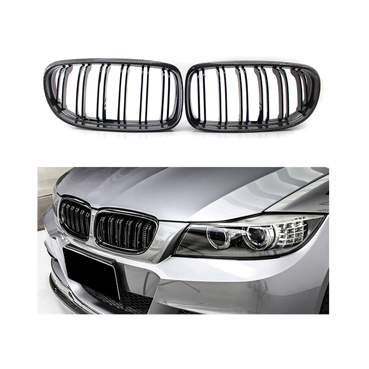 Auto Vehicle Modification Carbon Look Dual Slat Front Bumper Mesh Grille Car Front Grille Fit for BMW E60 2003-2010
