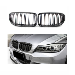 Auto Vehicle Modification Carbon Look Dual Slat Front Bumper Mesh Grille Car Front Grille Fit for BMW E60 2003-2010