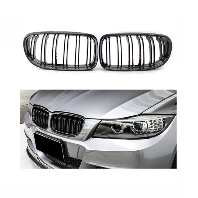 Auto Vehicle Modification Carbon Look Dual Slat Front Bumper Mesh Grille Car Front Grille Fit for BMW E60 2003-2010