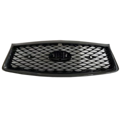Auto Body Systems With Camera Hole Gray Inside Chromed Frame Black Carbon Look Car Front Grille for INFINITI Q50 2014-2021