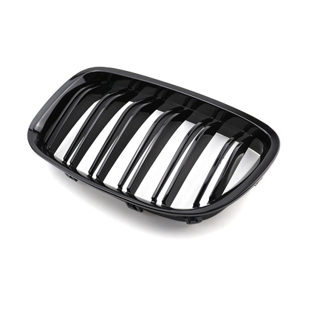 Gloss Black Dual Slat Classic Front Bumper Mesh Restoration Guard Protector Grille Car Grille Fit for BMW F07 2009-2016