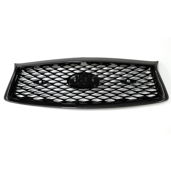 Car Front Bumper Grille for Infiniti Q50 2018-2024 Black Carbon Look Frame C/W 3 Holes 62310-6HH0C,www.hongyangcorp.com,Car Front Bumper Grille for Infiniti Q50 2018-2024 Black Carbon Look Frame C/W 3 Holes 62310-6HH0C