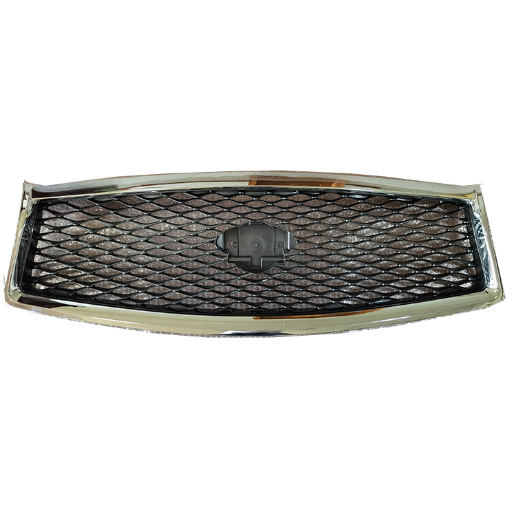 Auto Body Systems With Camera Hole Gray Inside Chromed Frame Black Carbon Look Car Front Grille for INFINITI Q50 2014-2021
