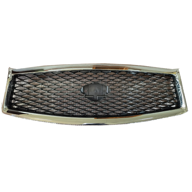 Auto Body Systems With Camera Hole Gray Inside Chromed Frame Black Carbon Look Car Front Grille for INFINITI Q50 2014-2021