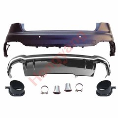 Car Auto Spare Parts Bodykit Rear Bumper Assy for Audi A4  Upgrade to RS4 Silver 2017 2018 2019 2020,www.hongyangcorp.com,Car Auto Spare Parts Bodykit Rear Bumper Assy for Audi A4  Upgrade to RS4 Silver 2017 2018 2019 2020