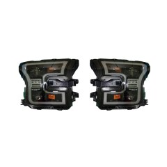 Car Headlights 2LS Halogen Lens White Day Light Lens Matte Black&chrome Decorative Frame for Ford F150 2015-2017