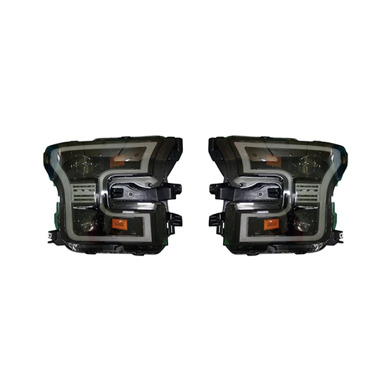 Car Headlights 2LS Halogen Lens White Day Light Lens Matte Black&chrome Decorative Frame for Ford F150 2015-2017