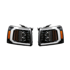 Car Body Kits Headlight 2LED Lens White Day Light Matte Black & Chrome Plated Decorative Frame for Chevrolet GMC 2007-2013,www.hongyangcorp.com,Car Body Kits Headlight 2LED Lens White Day Light Matte Black & Chrome Plated Decorative Frame for Chevrolet GMC 2007-2013