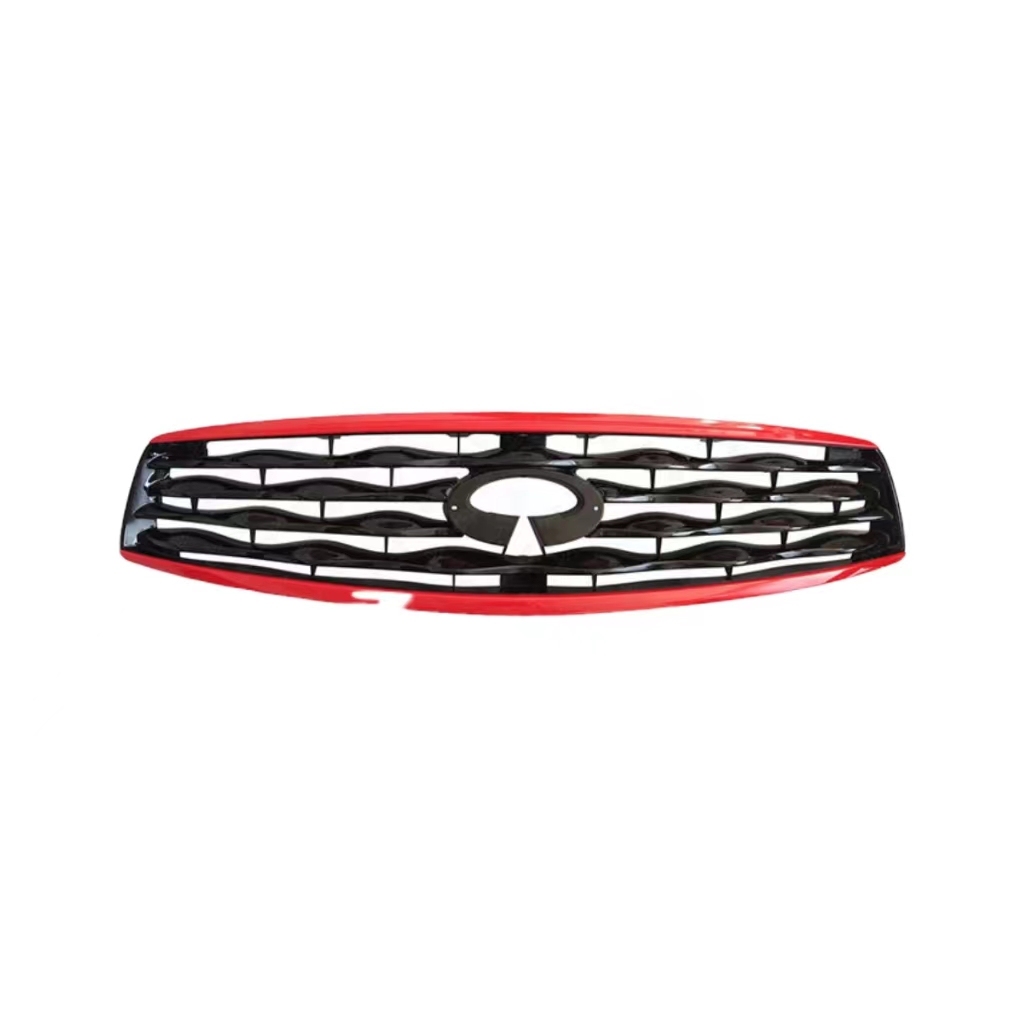 Vehicle Spare Parts Car Front Bumper Grille for Infiniti FX35 FX50 2009-2012 Gloss Black Inside Gloss Red Frame