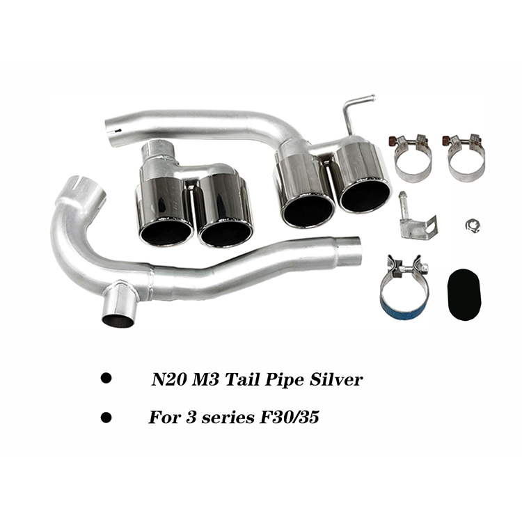 Silver Exhaust B48 Pipe Stainless Steel Tail Throat for BMW 3 Series F30 F35 2012-2018