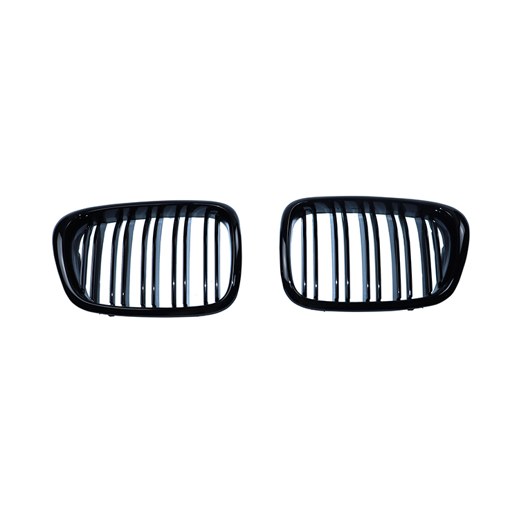 Car Body Kits Double Slat Carbon Look Front Bumper Mesh Net Radiator Grille Car Front Grille Fit for BMW 5 Series E39 2002-2004