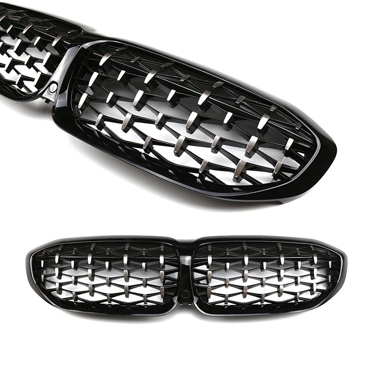 Car Accessory Diamond Half Sliver Upgrade Front Bumper Mesh Grille Car Front Grille Fit for BMW Series 3 G20 2018+