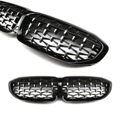 Car Accessory Diamond Half Sliver Upgrade Front Bumper Mesh Grille Car Front Grille Fit for BMW Series 3 G20 2018+