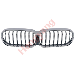 Auto Parts Car Front Bumper Grille Bodykit for BMW 5 Series G30 G38 M-Tech 2021-2023 Grille Single Slat A,Gloss Black/B,Silver