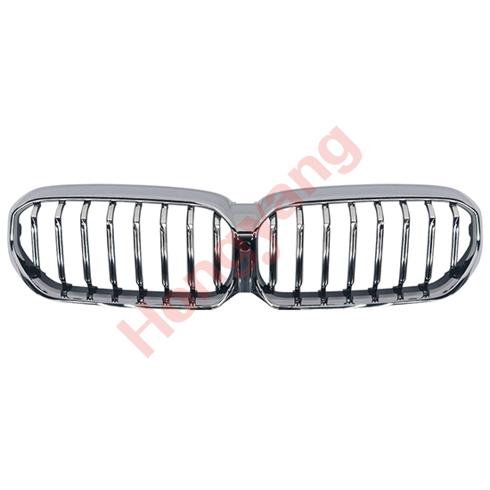 Auto Parts Car Front Bumper Grille Bodykit for BMW 5 Series G30 G38 M-Tech 2021-2023 Grille Single Slat A,Gloss Black/B,Silver