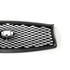 Car Exterior Accessories Car Front Bumper Grille for Infiniti Q50 2014-2017 Gloss Black Carbon Look  Frame with Camera Hole
