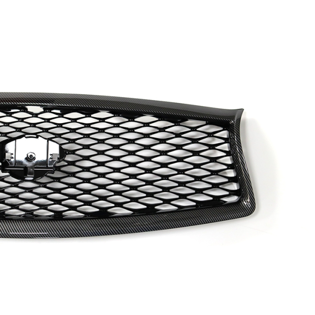 Car Exterior Accessories Car Front Bumper Grille for Infiniti Q50 2014-2017 Gloss Black Carbon Look  Frame with Camera Hole