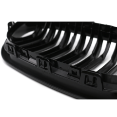 Vehicle Gloss Black Dual Slat Replacement Front Bumper Mesh Grille Car Front Grille for BMW Series 1 F20 2015-2018