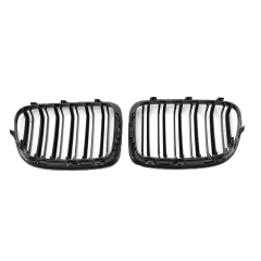 Carbon Look Double Slat Car Bumper Grille Fit for BMW X1 Series E84 2009-2016 Mesh Front Grille