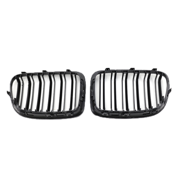 Carbon Look Double Slat Car Bumper Grille Fit for BMW X1 Series E84 2009-2016 Mesh Front Grille