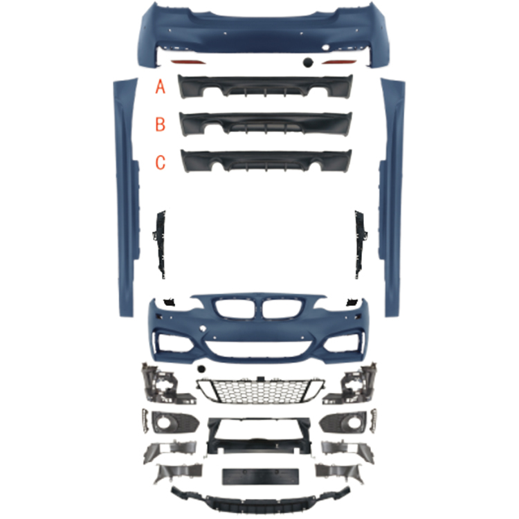Vehicle Spare Parts Car Front Bumper Assy Grille Rear Diffuser Bodykit for BMW 2 Series F22 Modified to M-Tech 2014-2019