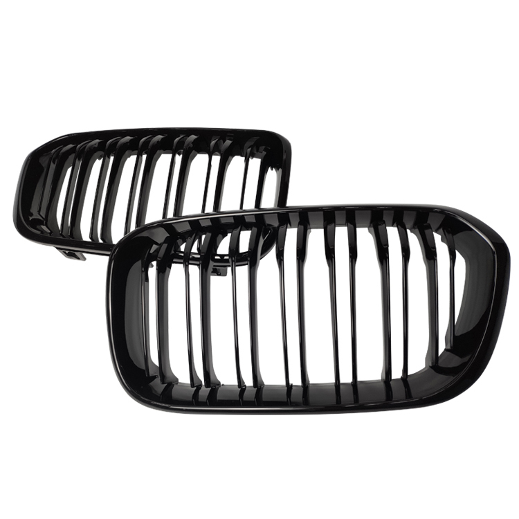 Car Accessories Double Slat Line Gloss Black Car Front Bumper Grille Mesh for BMW 1 Series F20 2012-2014