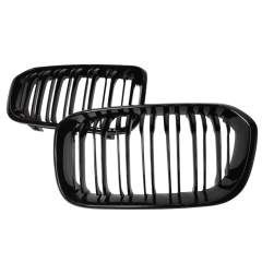 Car Accessories Double Slat Line Gloss Black Car Front Bumper Grille Mesh for BMW 1 Series F20 2012-2014