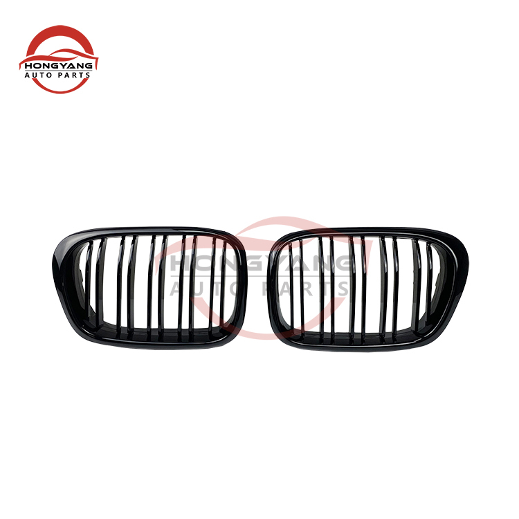 Auto Car Body Kit Matte Black Single Slat Front Bumper Mesh Grille Car Front Grille Fit for BMW Series 5 E39 2002-2004