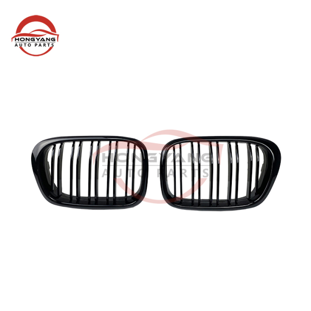 Auto Car Body Kit Matte Black Single Slat Front Bumper Mesh Grille Car Front Grille Fit for BMW Series 5 E39 2002-2004