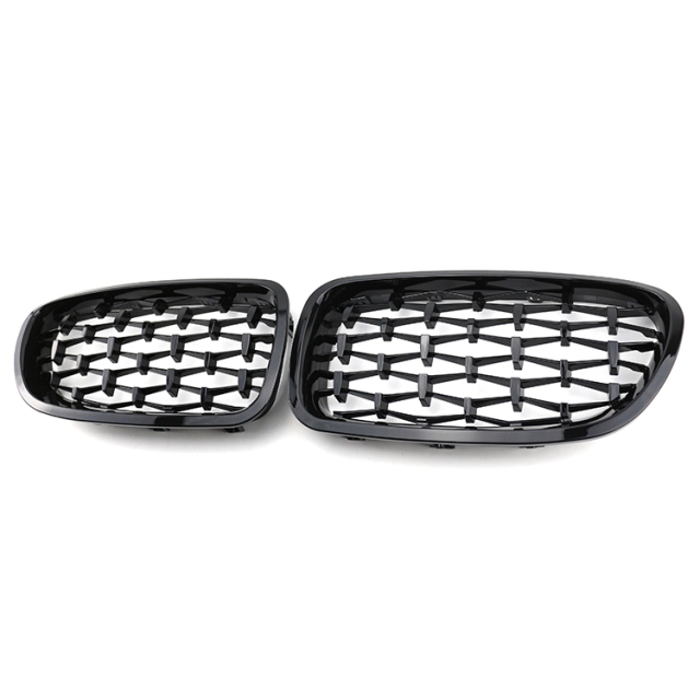 Gmax Automotive Parts Diamond Black Frame with Black Chrome Point Front Car Grille Grill for BMW 5 Series F10 F18 2010-2017
