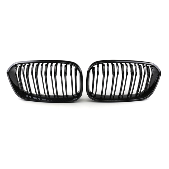 Auto Plastic Ornaments Carbon Look Dual Slat Front Bumper Mesh Grille Car Front Grille Fit for BMW Series 1 F20 2015-2018