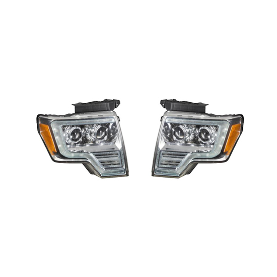 Auto Parts Car Headlights 2 Halogen Lens White Day Light Lens Matte Black&chrome Plated Decorative Frame for Ford F150 2009-2014