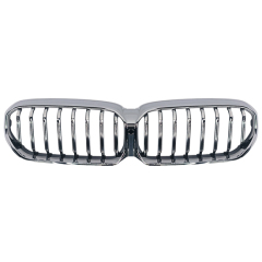 Auto Parts Car Front Bumper Grille Bodykit for BMW 5 Series G30 G38 M-Tech 2021-2023 Grille Single Slat A,Gloss Black/B,Silver