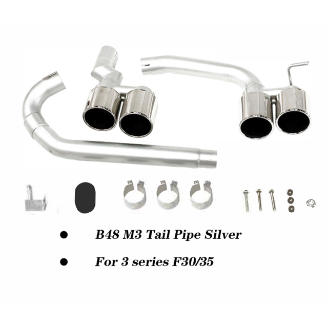 Silver Exhaust B48 Pipe Stainless Steel Tail Throat for BMW 3 Series F30 F35 2012-2018