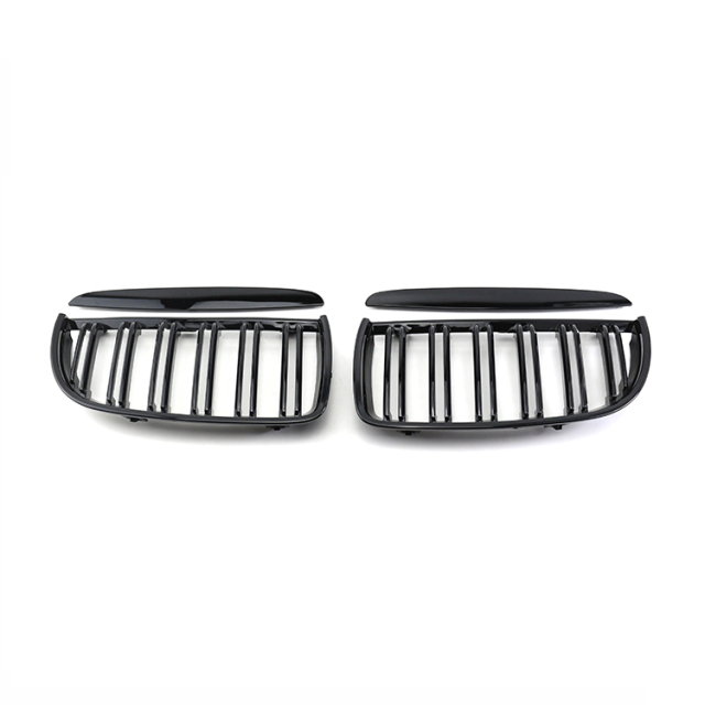 Matte Black Dual Slat Inserts Upper Front Bumper Mesh Radiator Grille Store Car Front Grille Fit for BMW E90 2005-2007