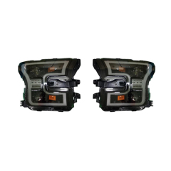 Car Headlights 2LS Halogen Lens White Day Light Lens Matte Black&chrome Decorative Frame for Ford F150 2015-2017