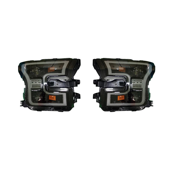 Car Headlights 2LS Halogen Lens White Day Light Lens Matte Black&chrome Decorative Frame for Ford F150 2015-2017