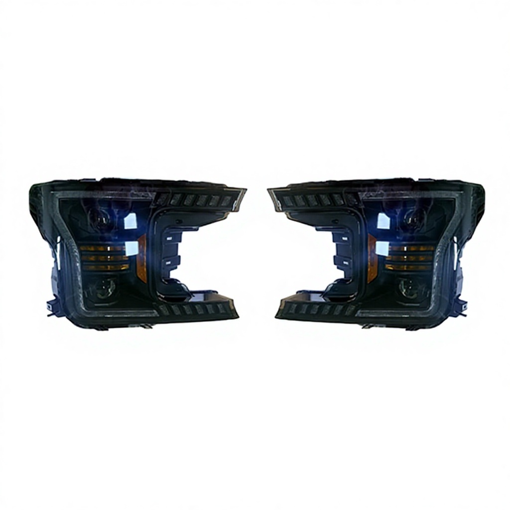 Auto Parts 2LS Halogen Lens Round Decorative Cover Head Lamp Headlights for Ford F150 2018-2020 Matte Black Decorative Cover
