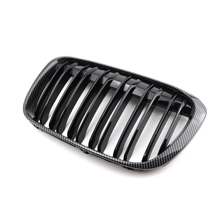 Auto Accessory Carbon Look Dual Slat Front Bumper Mesh Grille Car Front Grille Fit for BMW X1Series F48 2015-IN