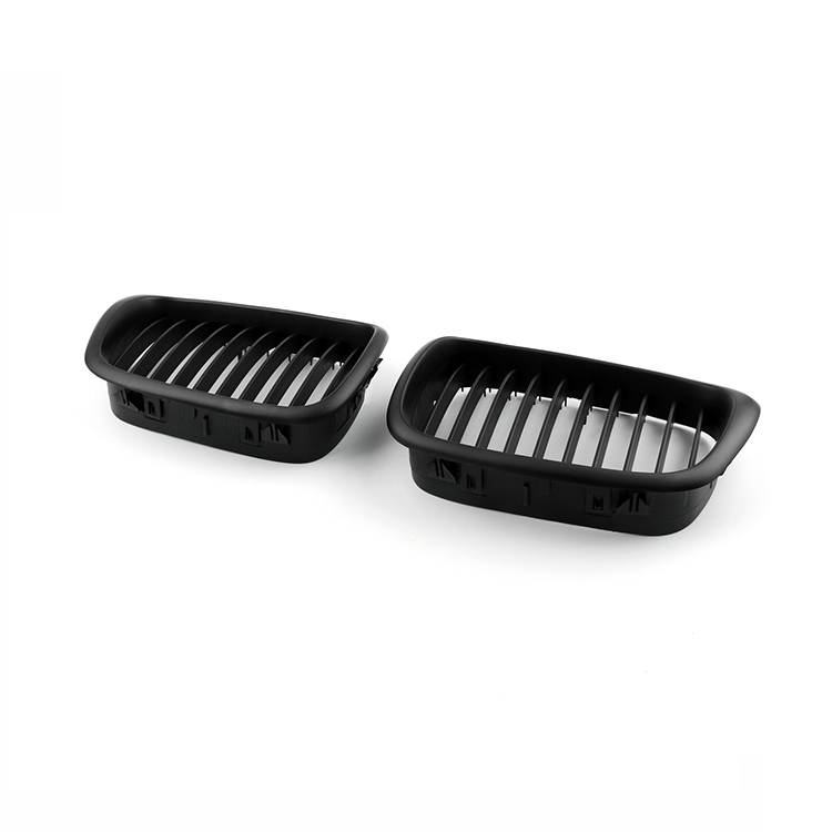 Car Parts Store Custom Matte Black Dual Slat Front Bumper Mesh Radiator Grille Car Front Grille Fit for BMW E39 2002-2004