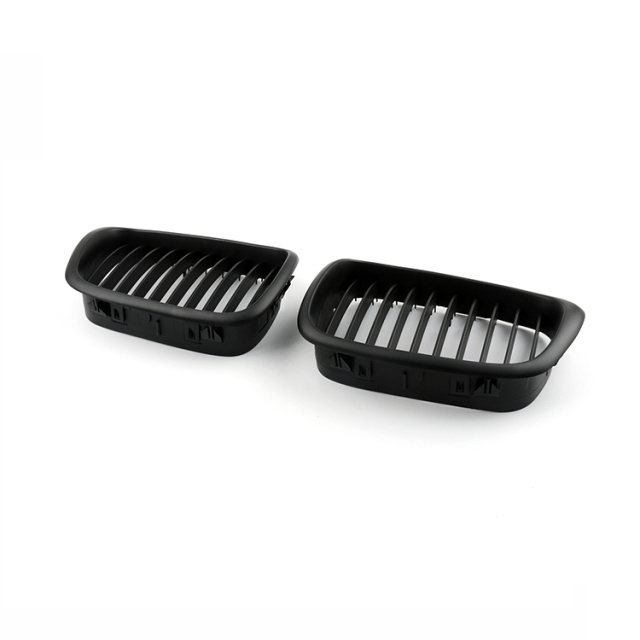 Car Parts Store Custom Matte Black Dual Slat Front Bumper Mesh Radiator Grille Car Front Grille Fit for BMW E39 2002-2004