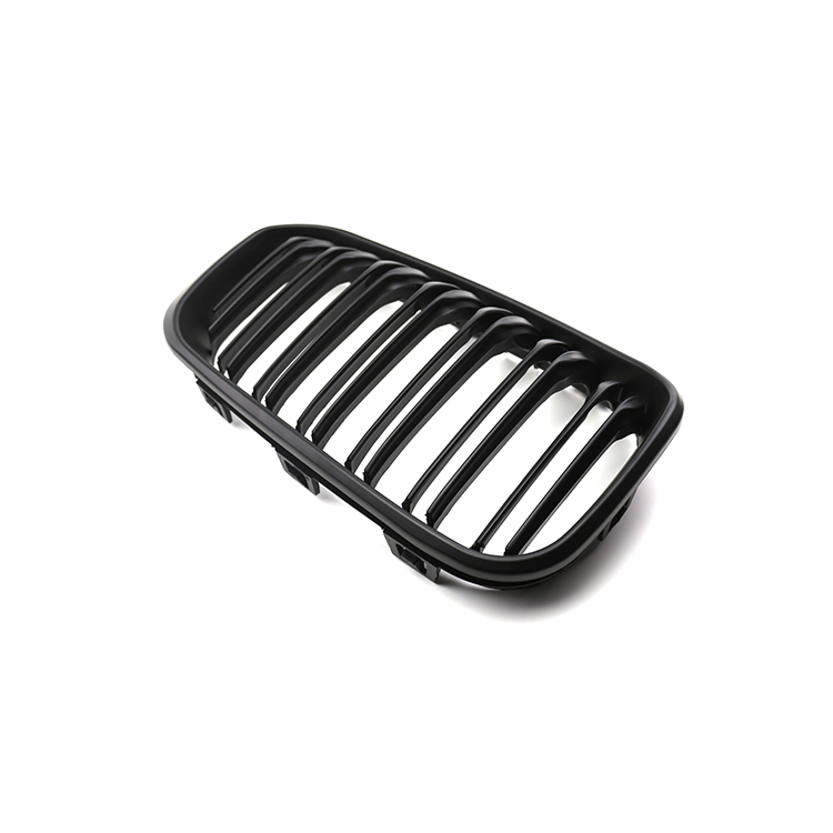 Auto Body Kits Matte Black Dual Slat Front Bumper Mesh Guard Grille Car Front Grille Fit for BMW Series 1 F20 2015-2018