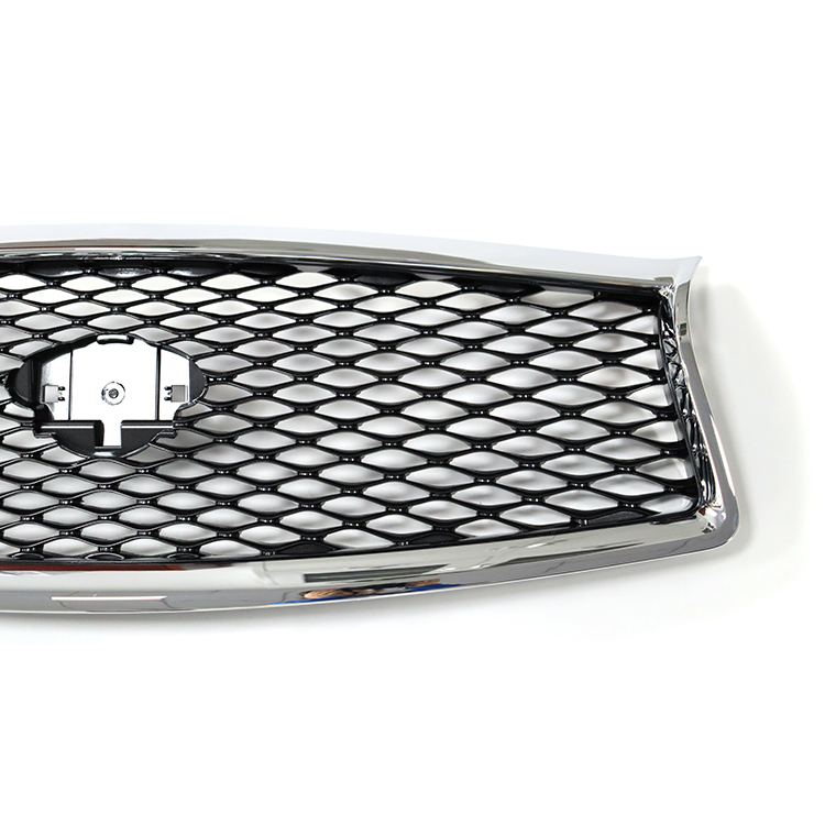 High Quality Car Grill for Infiniti Q50 2014-2017 Front Bumper Grille Gray C/W Chromed Frame W/O Camera Hole 62310-4HB1B