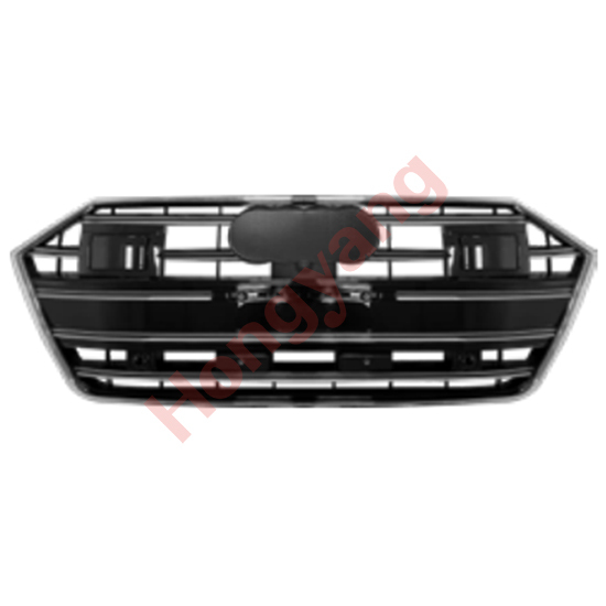 Car Auto Spare Parts Bodykit Grille for Audi A7 Upgrade to S7 Glossy Black Frame/Silver Strip/ACC 2019 2020 2021 2022 2023