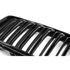 Vehicle Gloss Black Dual Slat Replacement Front Bumper Mesh Grille Car Front Grille for BMW Series 1 F20 2015-2018