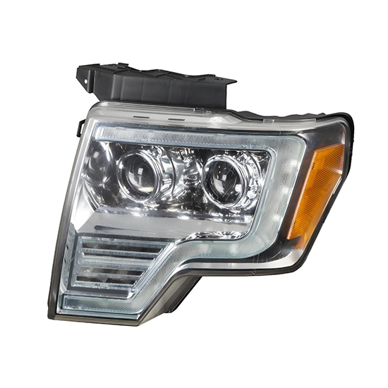 Auto Parts 2 LED Lens White Day Light Lens Smoked&clear Shade Matte Black&chrome Plated Decorative Frame for Ford F150 2009-2014